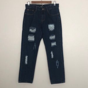 Forever 21 Straight Leg Distressed Jean